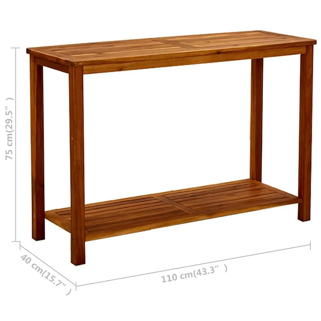 Garden Console Table 110x40x75 cm Outdoor Furniture with Bottom Shelf Storage