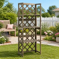 Functional Garden Trellis with Shelves for Balconies and Patios
