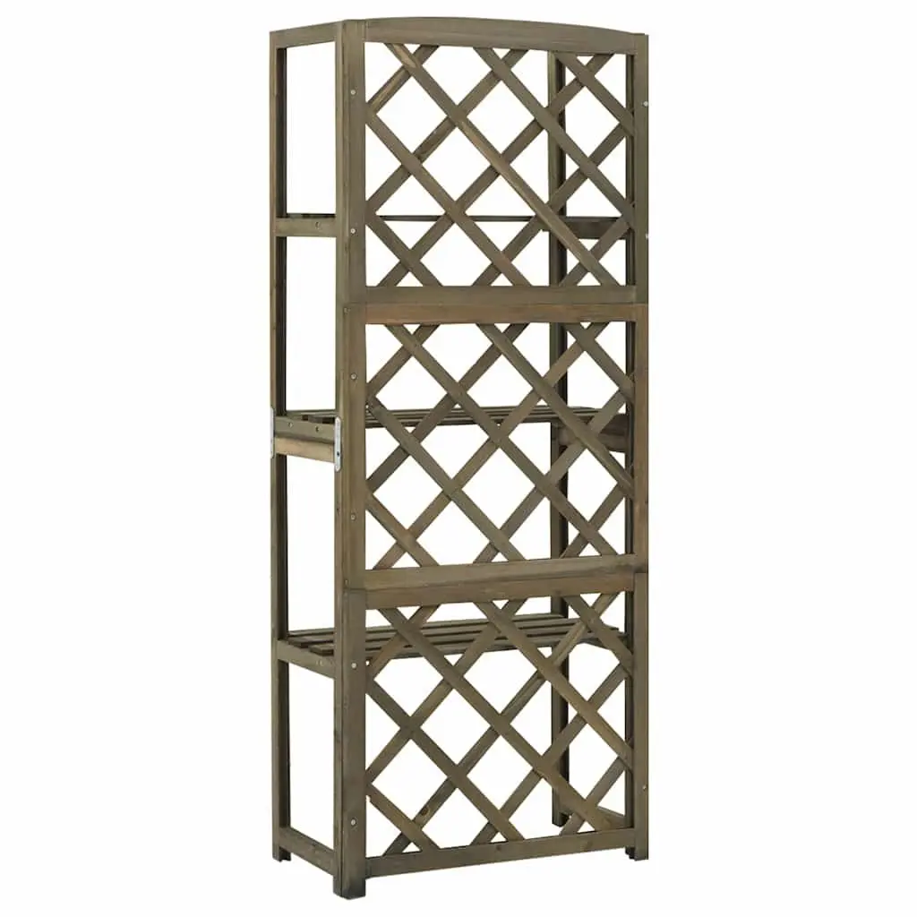 Garden Trellis Grey Outdoor Climbing Plant Support with Shelves Solid Fir Wood 55x30x140cm