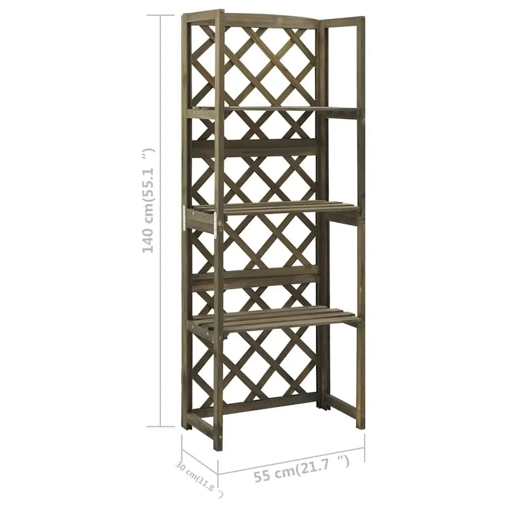 Garden Trellis Grey Outdoor Climbing Plant Support with Shelves Solid Fir Wood 55x30x140cm