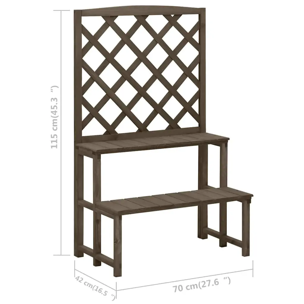 Plant Stand Trellis Grey Solid Fir Wood Outdoor Garden Display Ladder Rack Shelves
