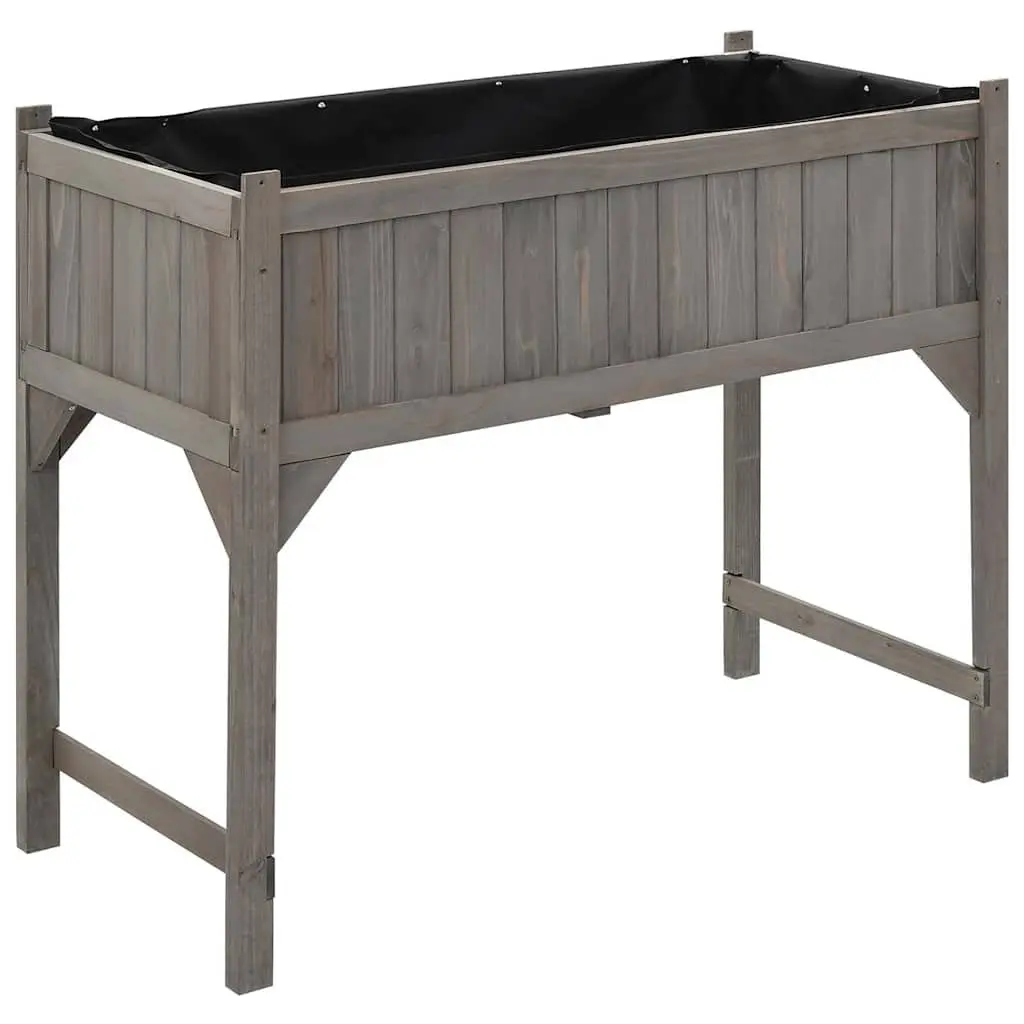 Raised Garden Bed Solid Fir Wood Grey 110 x 54 x 120 cm with Greenhouse Top
