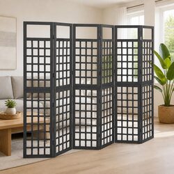 6-Panel Room Divider Trellis Solid Fir Wood Screen Folding Privacy Partition