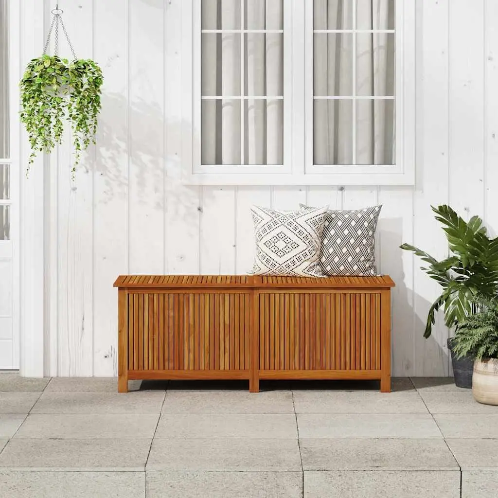 Outdoor Wooden Storage Box 150x50x58 cm Brown Durable Acacia Garden Bench Container