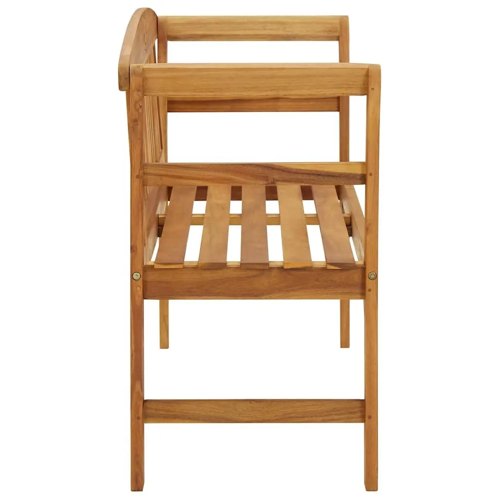 Outdoor Garden Bench 114cm Acacia Wood Brown Backrest Curved Armrests