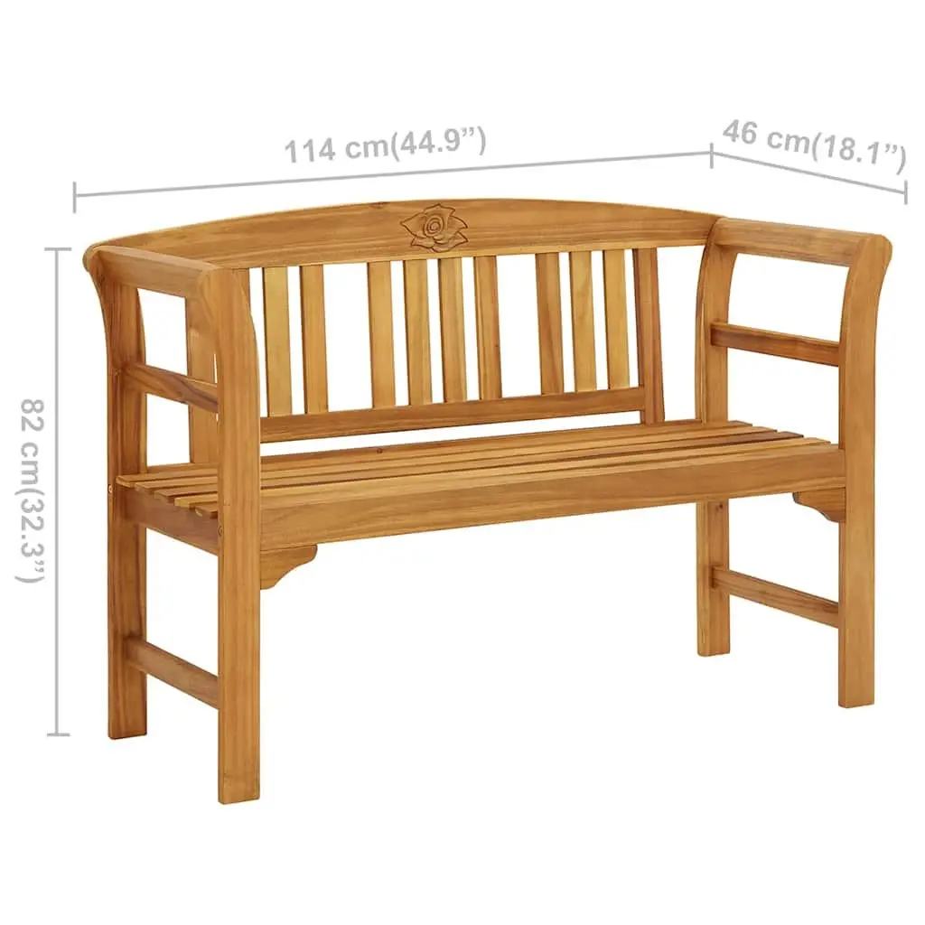 Outdoor Garden Bench 114cm Acacia Wood Brown Backrest Curved Armrests