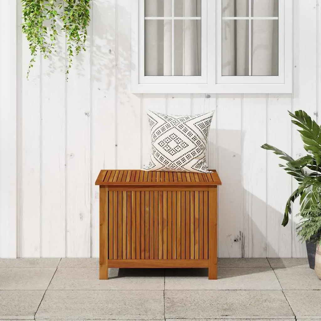Outdoor Cushion Pillow Storage Box Brown Solid Acacia Wood Water Resistant 75x75x58cm