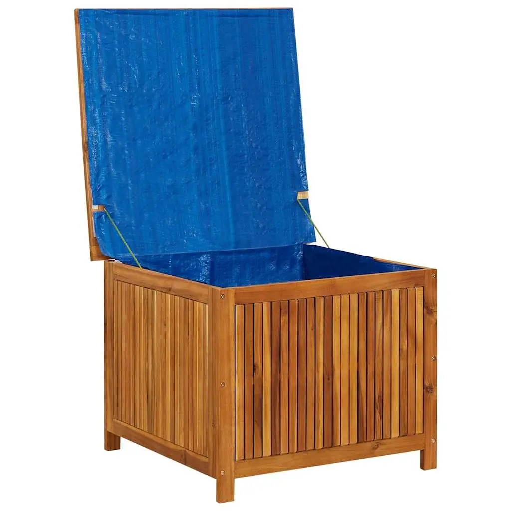 Outdoor Cushion Pillow Storage Box Brown Solid Acacia Wood Water Resistant 75x75x58cm