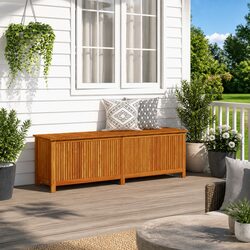 Garden Storage Box 175x50x58 cm Solid Wood Outdoor Furniture Cushion Pillow
