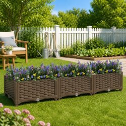 Practical Raised Garden Planter Box 120x40x23cm Brown