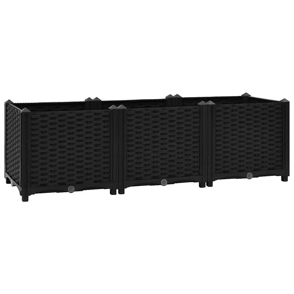 Planter Box Raised Garden Bed 120x40x38cm Deep Polypropylene Black for Outdoor Vegetables Flowers Herbs