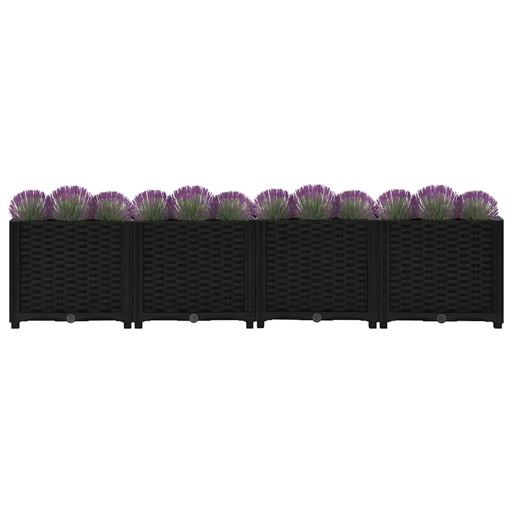 Raised Garden Bed Planter Box Black Polypropylene Outdoor Flowers Plants