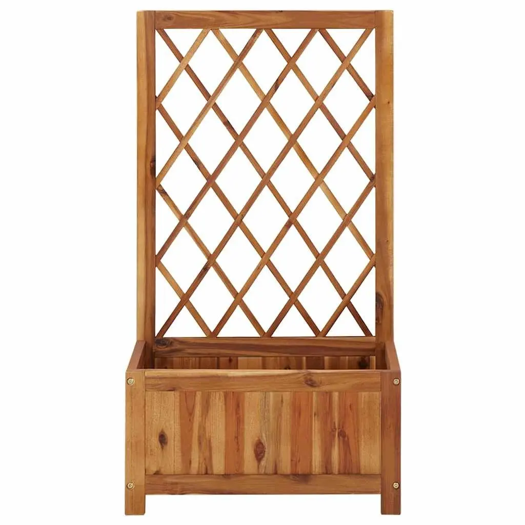 Garden Planter Box with Integrated Trellis Solid Acacia Wood Outdoor Brown