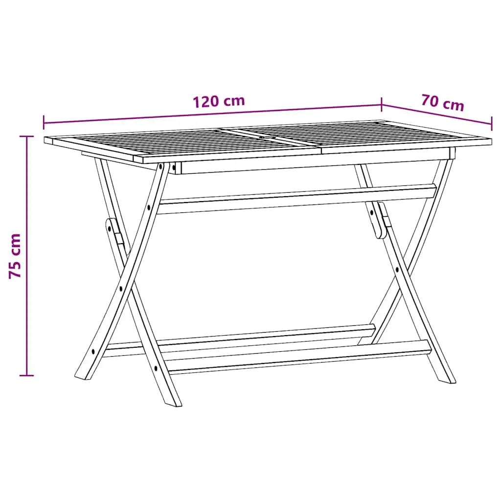 Folding Outdoor Dining Table Brown 120x70cm Solid Eucalyptus Wood Weather Resistant Garden Furniture