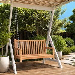 Practical Teak Swing Bench for Cozy Outdoor Gatherings