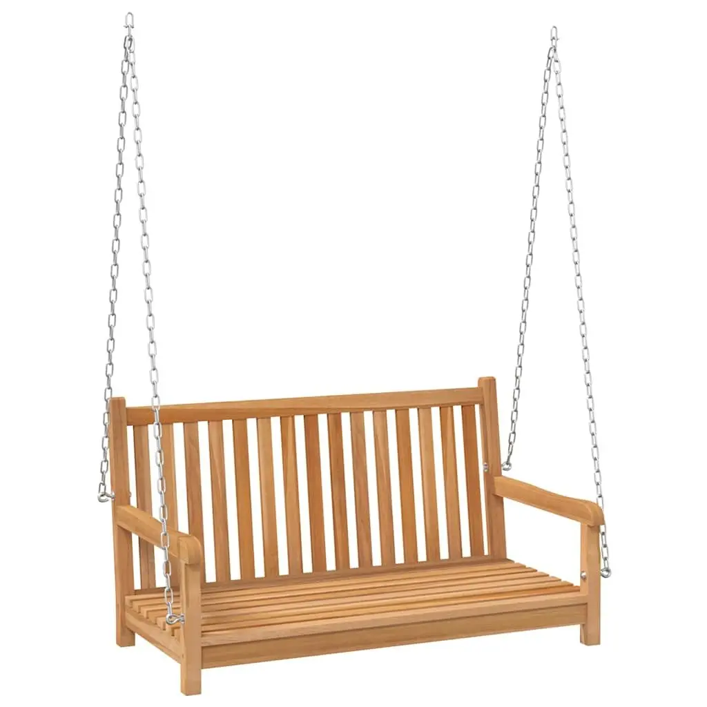 Teak Wood Outdoor Swing Bench Durable Brown Weather Resistant Garden Seating 114x60x64cm