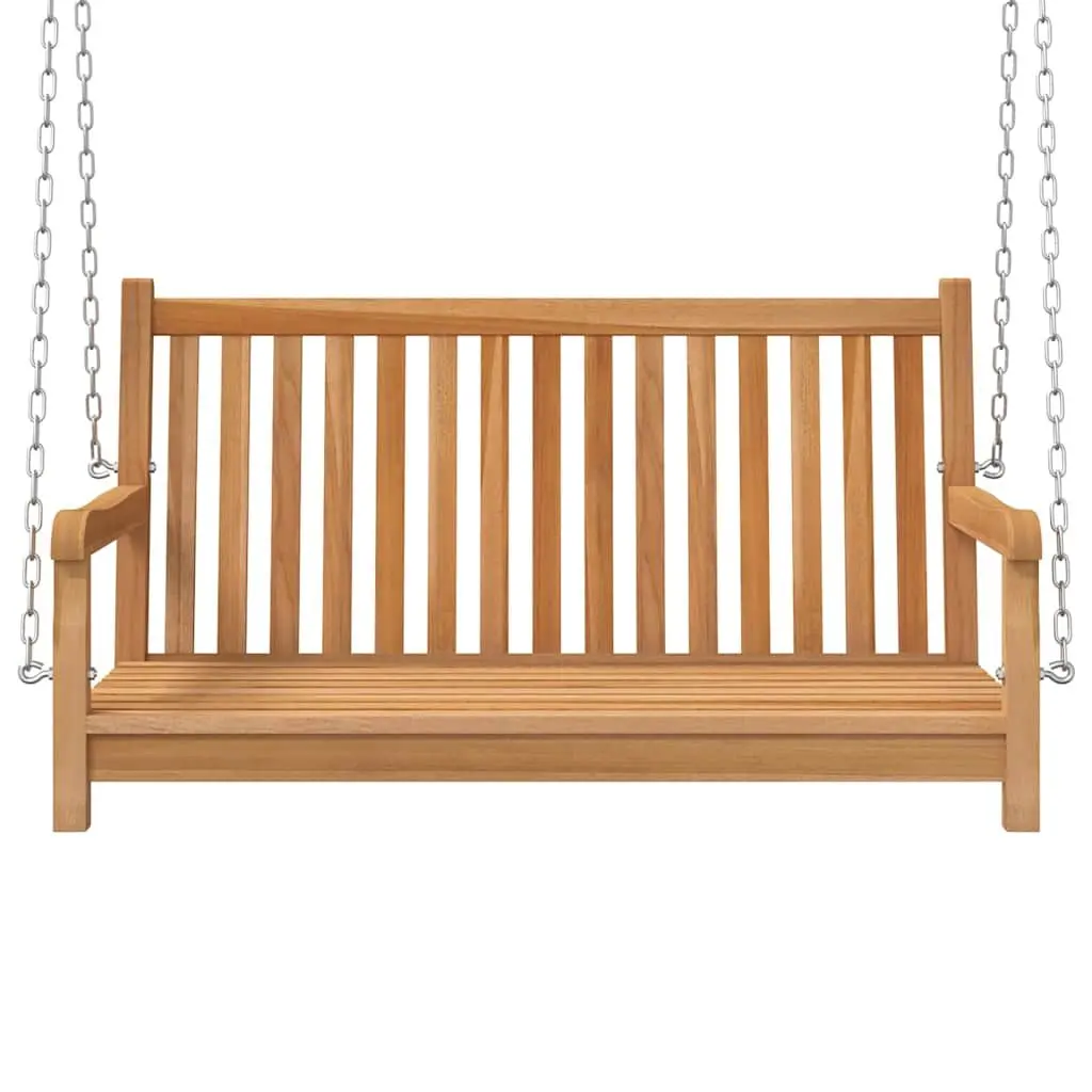 Teak Wood Outdoor Swing Bench Durable Brown Weather Resistant Garden Seating 114x60x64cm