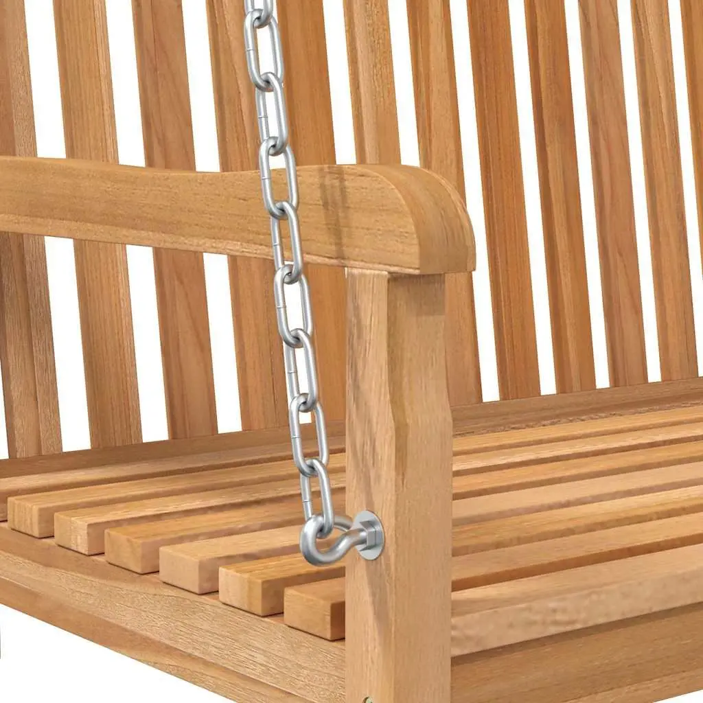 Teak Wood Outdoor Swing Bench Durable Brown Weather Resistant Garden Seating 114x60x64cm