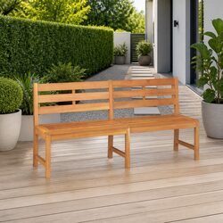 Garden Bench 180cm Outdoor Seating Teak Wood Patio Furniture Brown