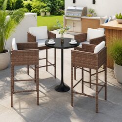 Versatile Brown Bar Stools: Set of 4 for Outdoor Use