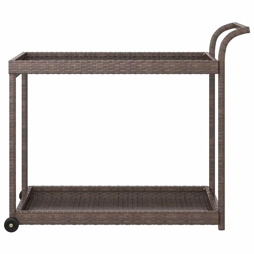 Bar Cart Poly Rattan 100x45x83 cm Brown Kitchen Dining Trolley Service Cart