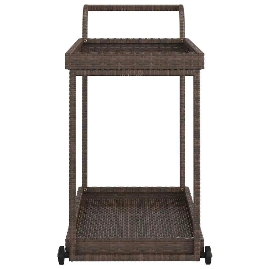 Bar Cart Poly Rattan 100x45x83 cm Brown Kitchen Dining Trolley Service Cart