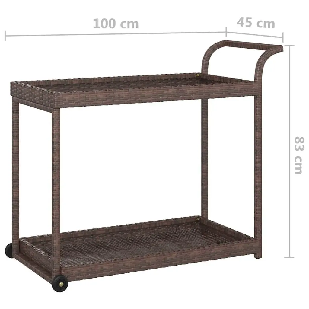 Bar Cart Poly Rattan 100x45x83 cm Brown Kitchen Dining Trolley Service Cart