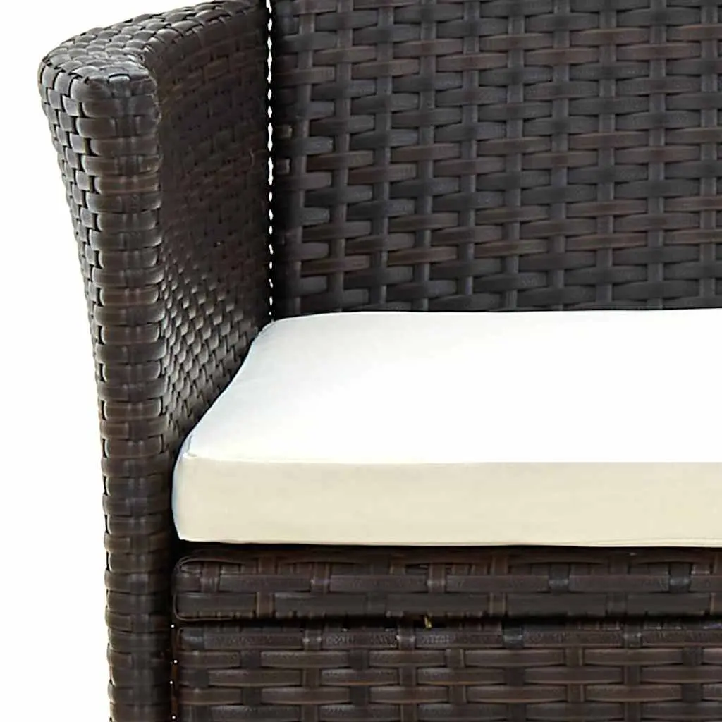 Outdoor Garden Chairs Set Brown PE Rattan Armchair with Cushions 2 Piece