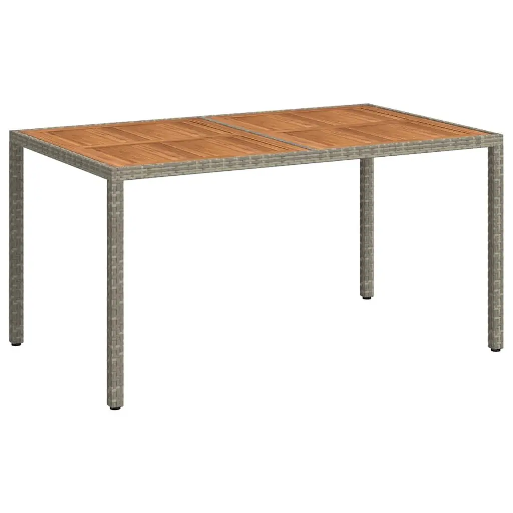 Garden Table Poly Rattan Acacia Wood 150x90x75cm Grey