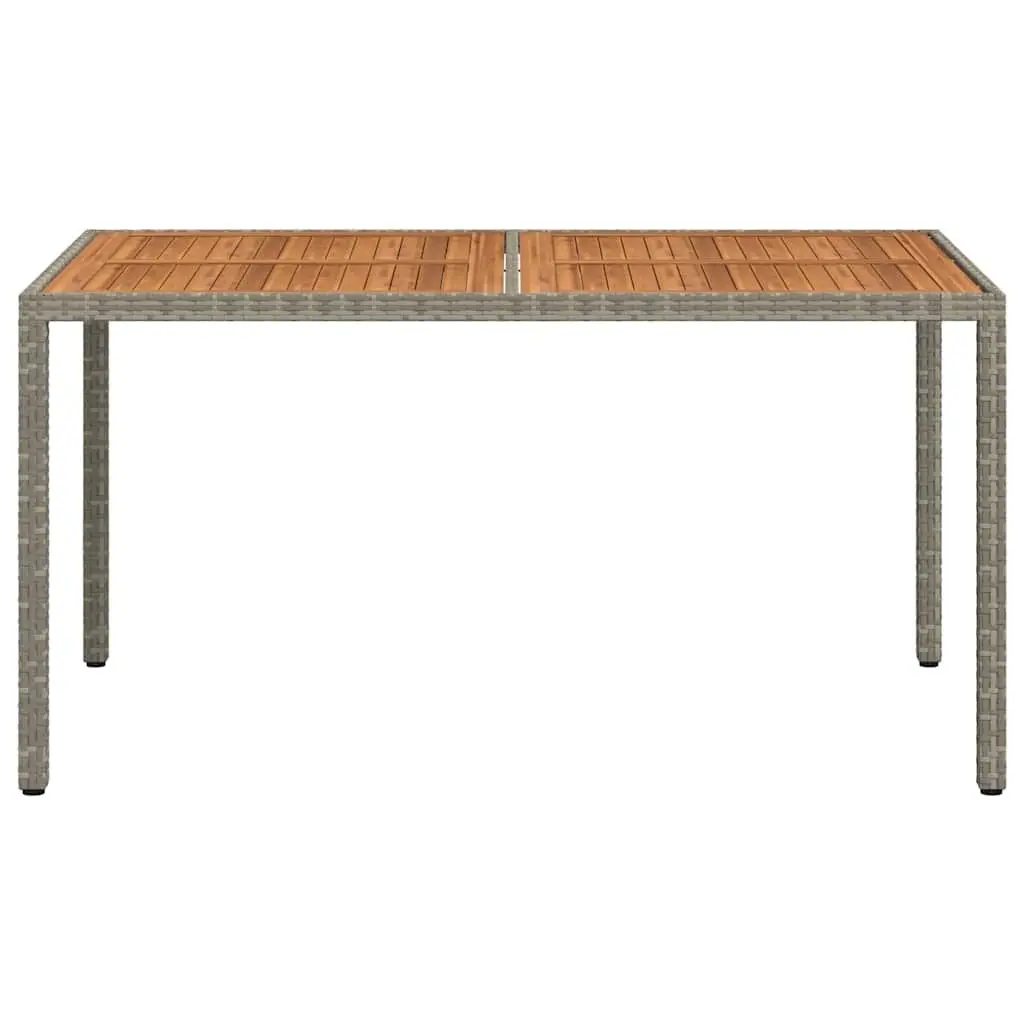 Garden Table Poly Rattan Acacia Wood 150x90x75cm Grey