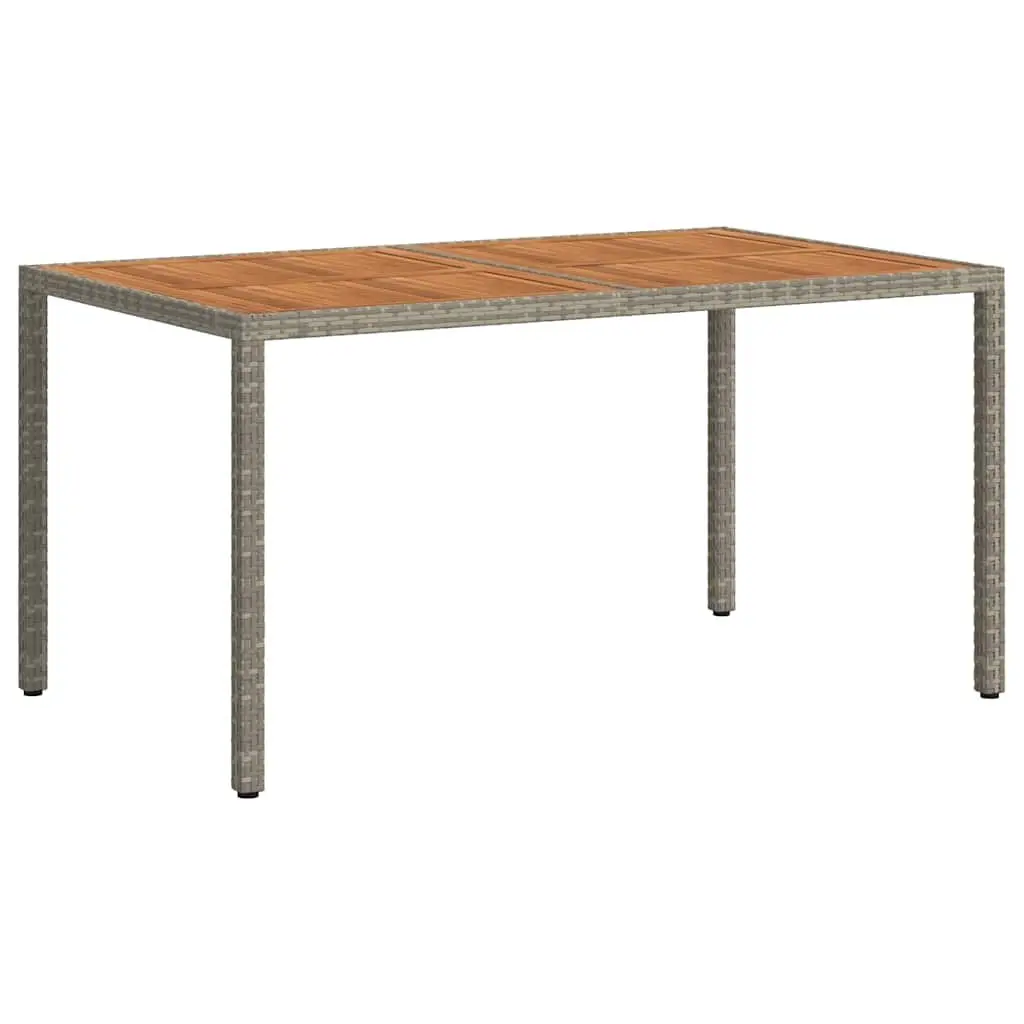 Garden Table Poly Rattan Acacia Wood 150x90x75cm Grey
