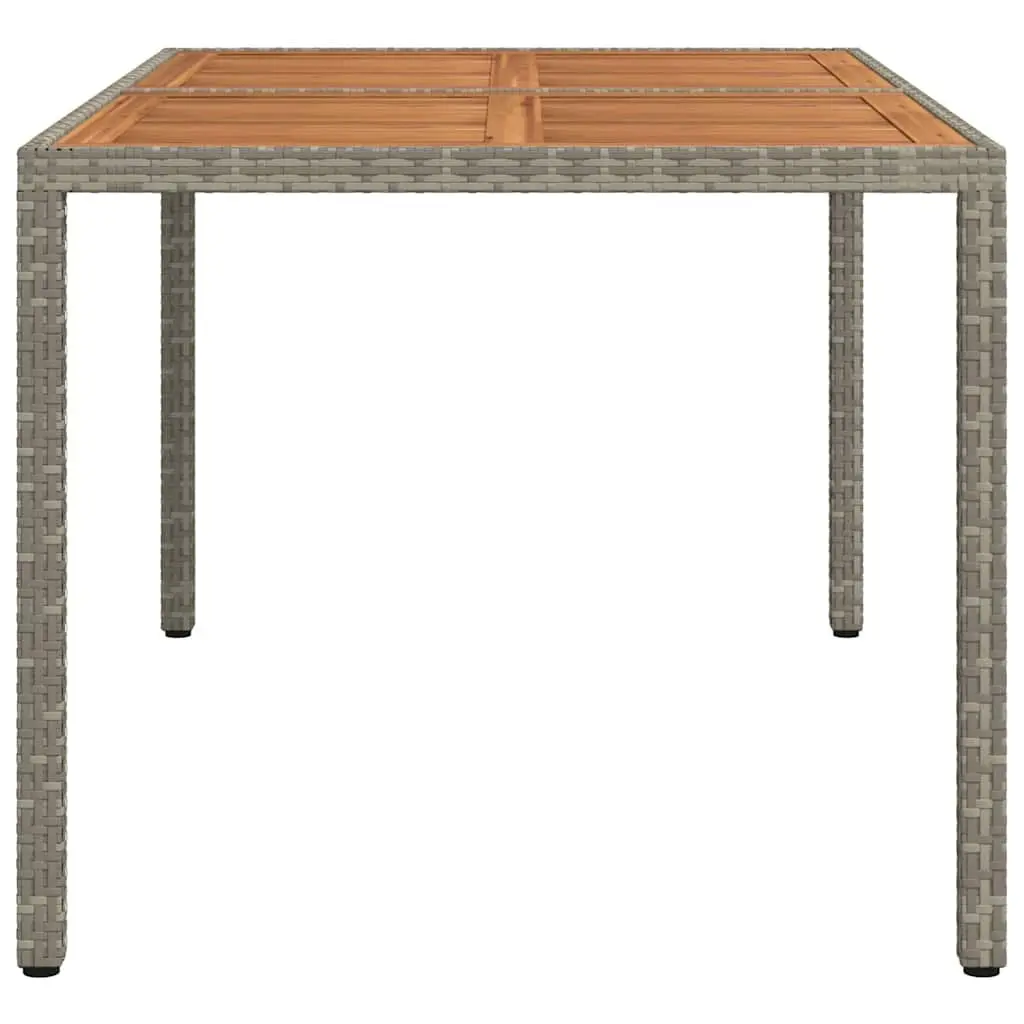 Garden Table Poly Rattan Acacia Wood 150x90x75cm Grey
