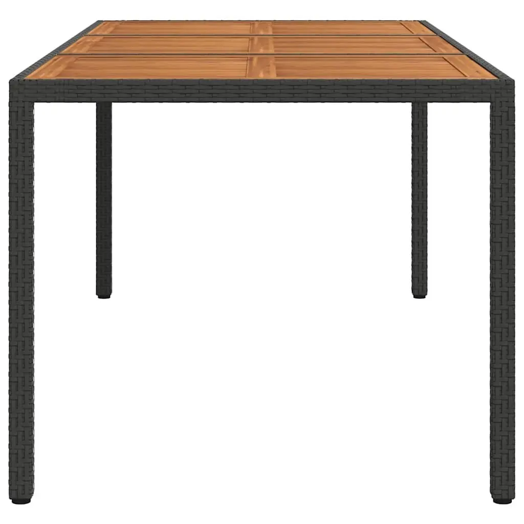 Outdoor Furniture Table Black Acacia Wood Poly Rattan Wrapped Steel Frame 190cm x 90cm x 75cm Garden Patio Dining