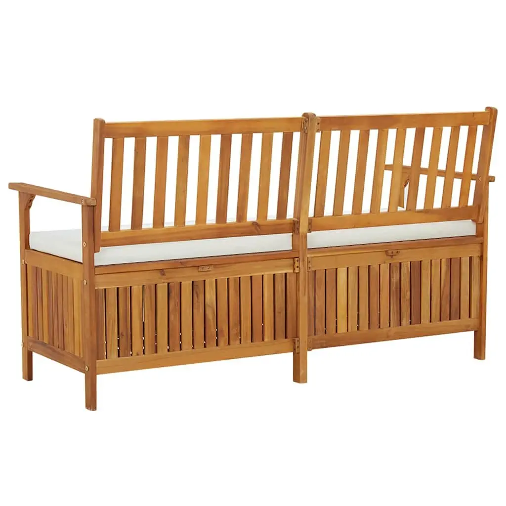 Outdoor Storage Bench 148cm Brown Solid Acacia Wood with Thick Cushion for Indoor and Outdoor Use