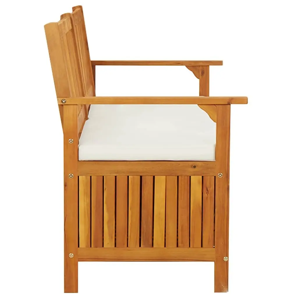 Outdoor Storage Bench 148cm Brown Solid Acacia Wood with Thick Cushion for Indoor and Outdoor Use