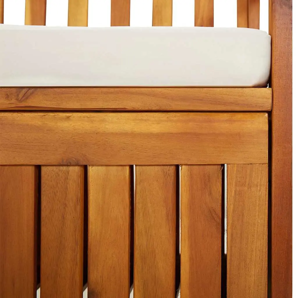 Outdoor Storage Bench 148cm Brown Solid Acacia Wood with Thick Cushion for Indoor and Outdoor Use