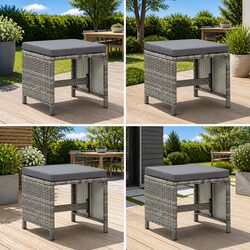Practical 4-Piece Outdoor Stool Set with Cushions