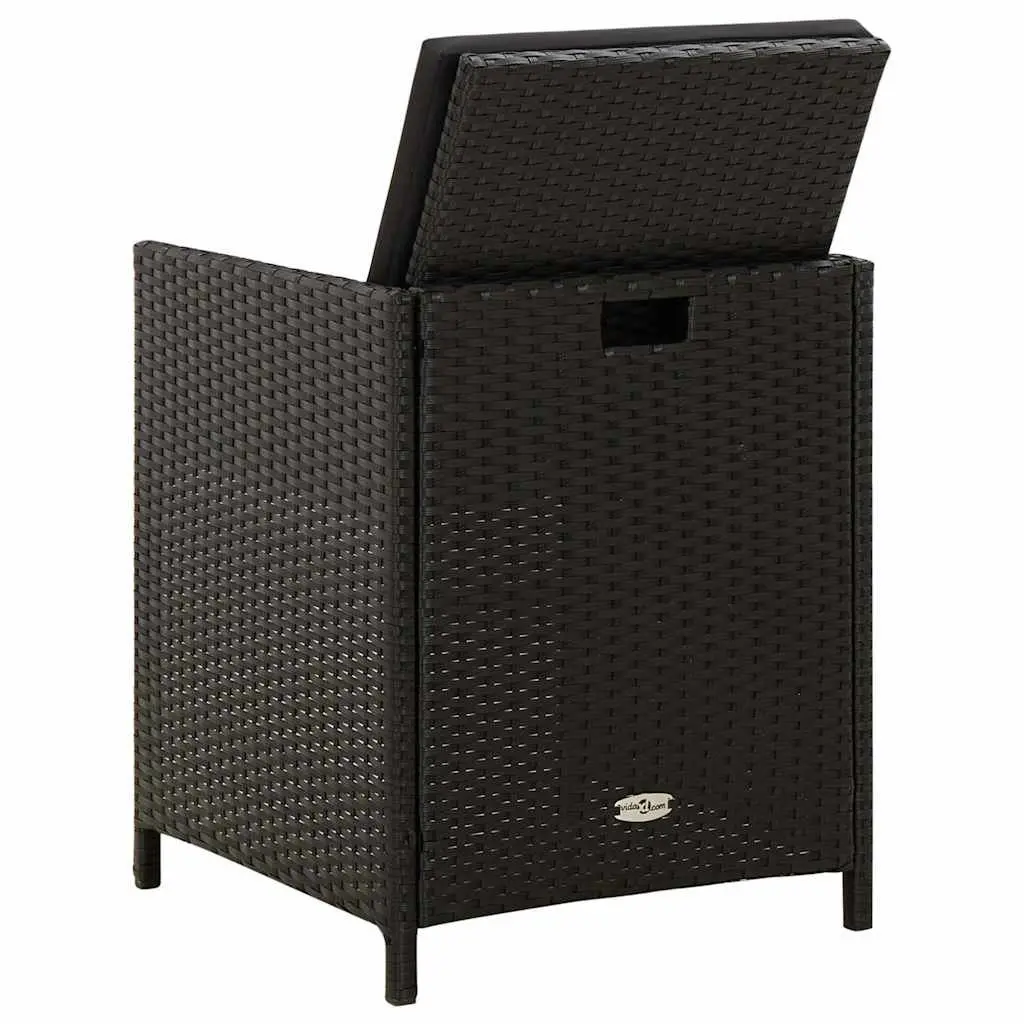 Outdoor Garden Chair and Stool Set Steel Frame PE Rattan Black 4 Piece