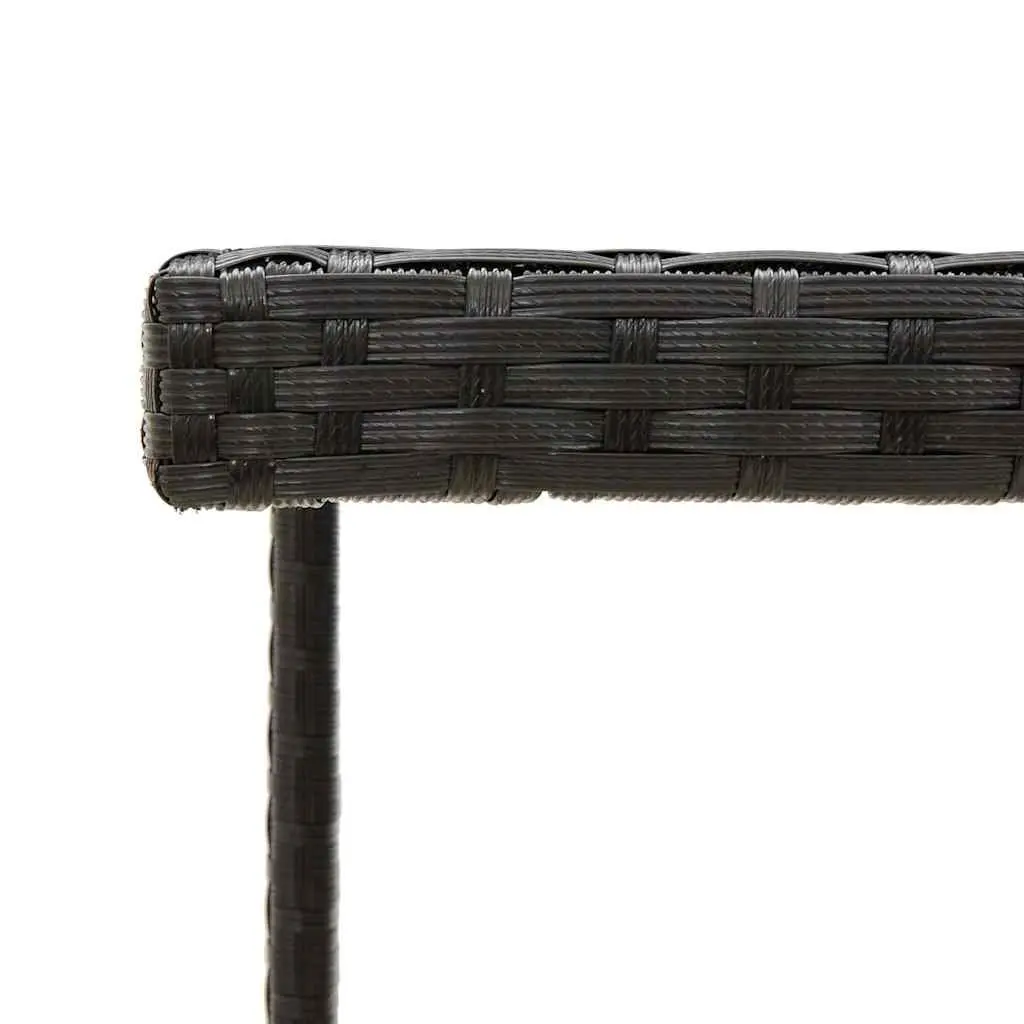 Outdoor Dining Table PE Rattan Black Tempered Glass Patio Furniture 109L x 107W x 74H cm