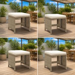 Comfortable Patio Stools Set: 4 Beige Footrests