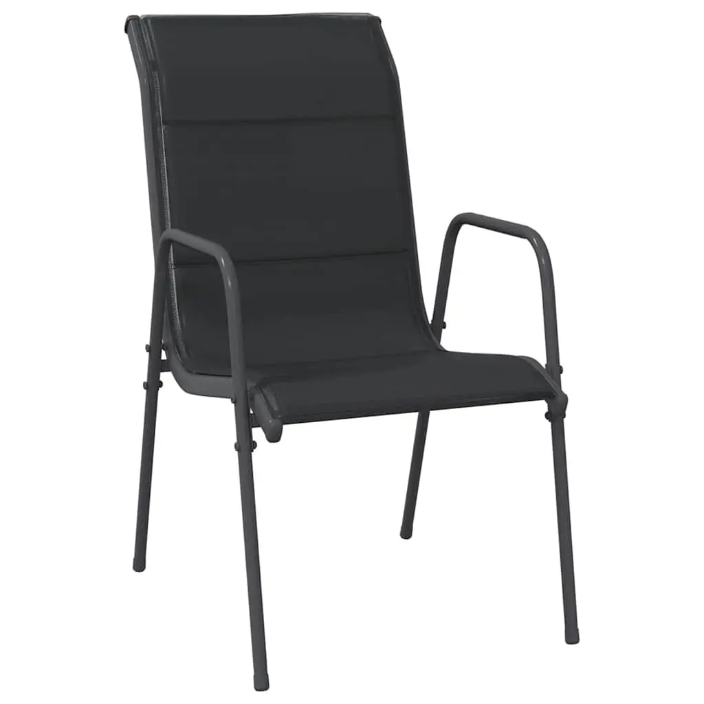 Outdoor Garden Chairs Steel Frame Textilene Seating 4 Piece Set Black