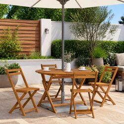Folding Garden Table 110 cm Outdoor Dining Solid Wood Slatted Portable Brown