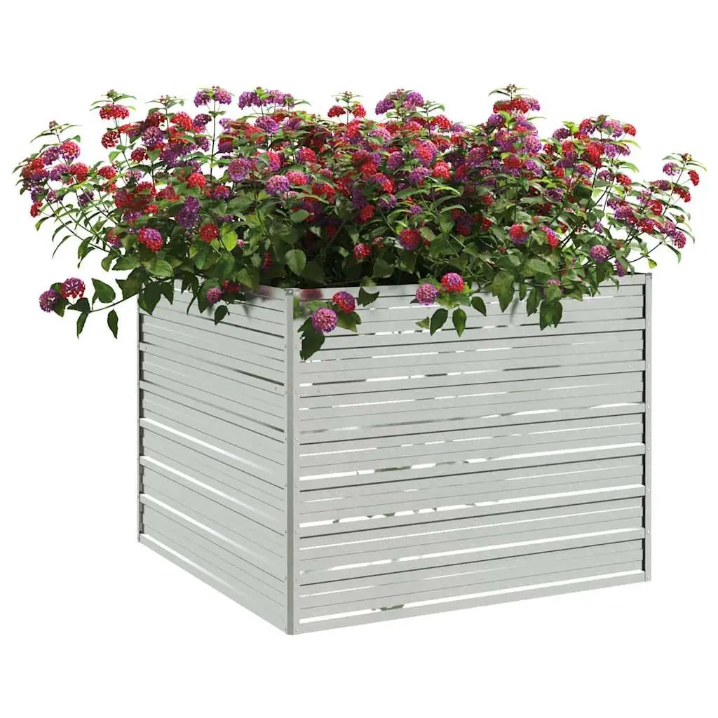 Raised Garden Bed Galvanized Steel 100x100x77cm Silver Outdoor