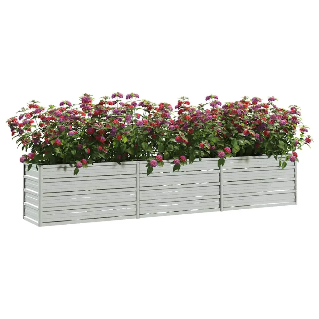 Garden Raised Bed 240x40x45 cm Galvanized Steel Planter Box Silver