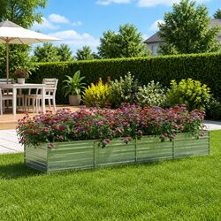 Practical Galvanized Steel Garden Raised Bed 320x80x45 cm