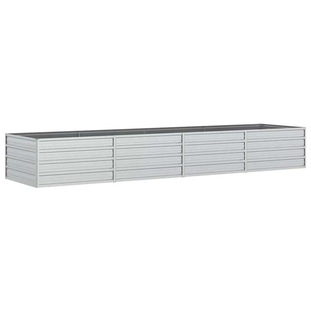 Galvanized Steel Raised Bed Planter Box 320x80x45 cm Silver Outdoor Vegetables