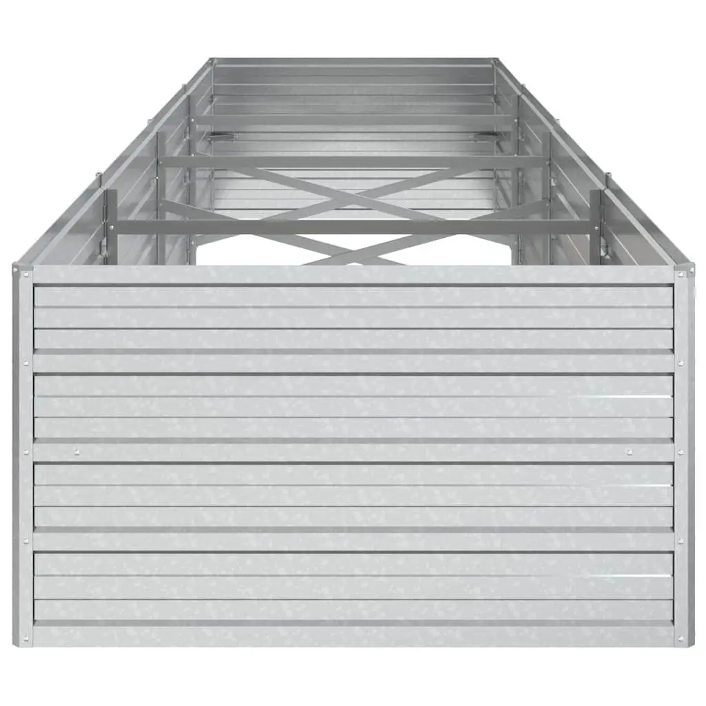 Galvanized Steel Raised Bed Planter Box 320x80x45 cm Silver Outdoor Vegetables
