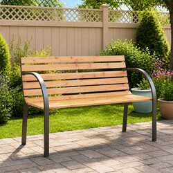 Children's Garden Bench 81cm Outdoor Seating Wooden Armrest Backrest