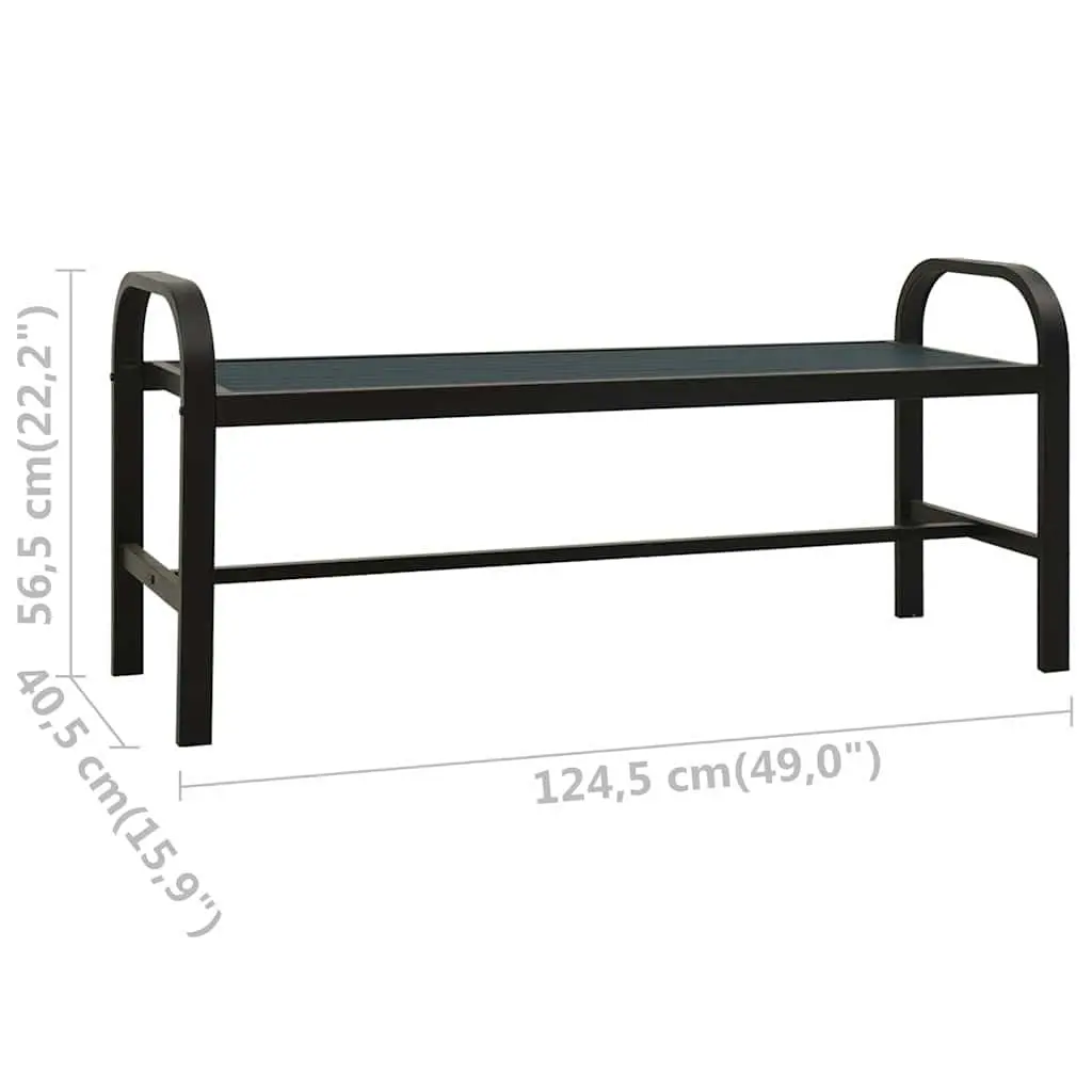 Outdoor Garden Bench Steel WPC 124.5cm Black Weather-Resistant