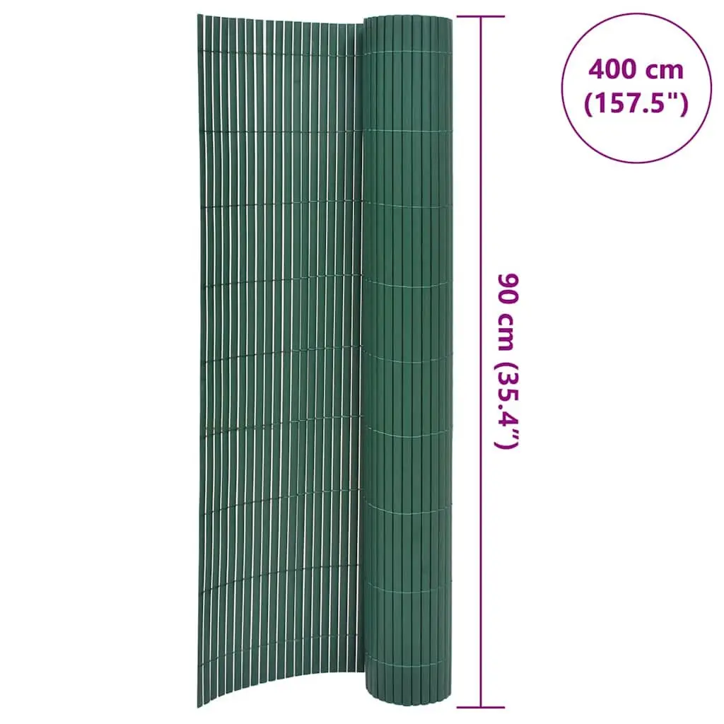 Garden Fence Panel Double-Sided Weather-Resistant PVC 90x400cm Green Outdoor